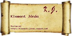 Klement Jónás névjegykártya
